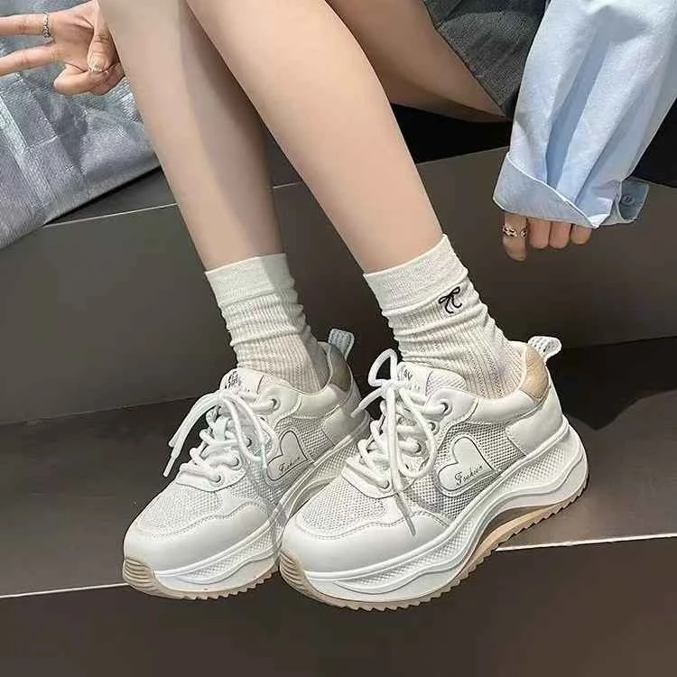 【苏蒂苏拉SDSL】透气网鞋踩屎感女老爹鞋厚底轻便跑步鞋运动休闲鞋