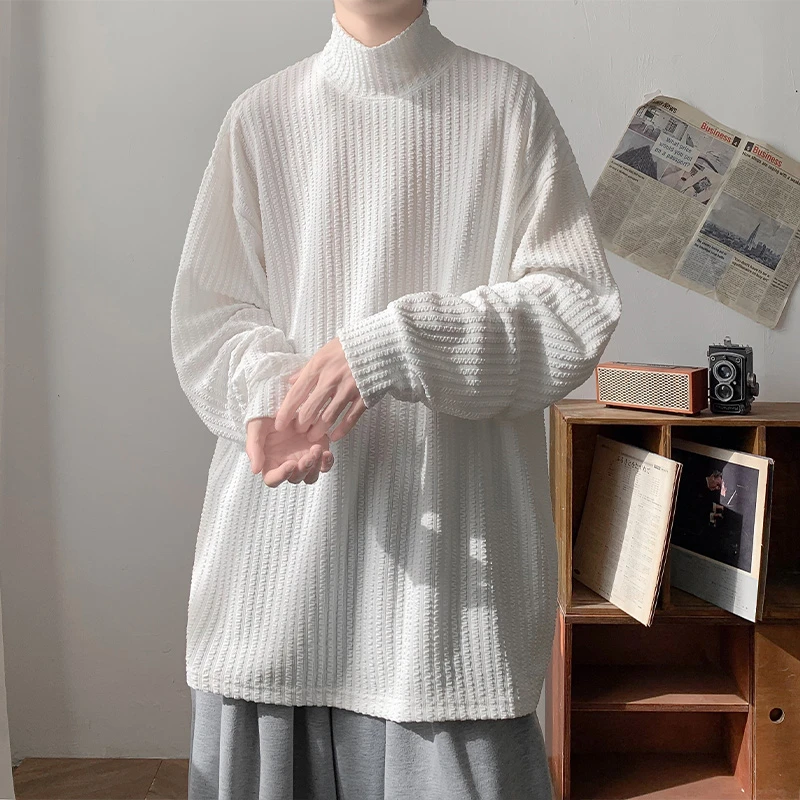 特大码300斤半高领卫衣男女秋冬新款美式潮牌加绒加厚长袖打底衫