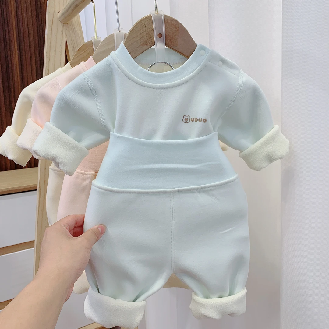 婴儿保暖内衣宝宝秋冬打底衣婴童秋冬套装加绒保暖小孩保暖衣套装