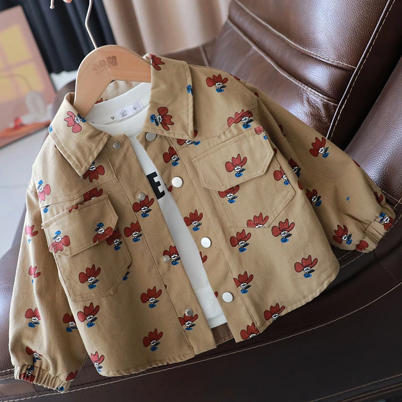 童装宝宝春装新款上衣男童春秋翻领衬衫外套1915