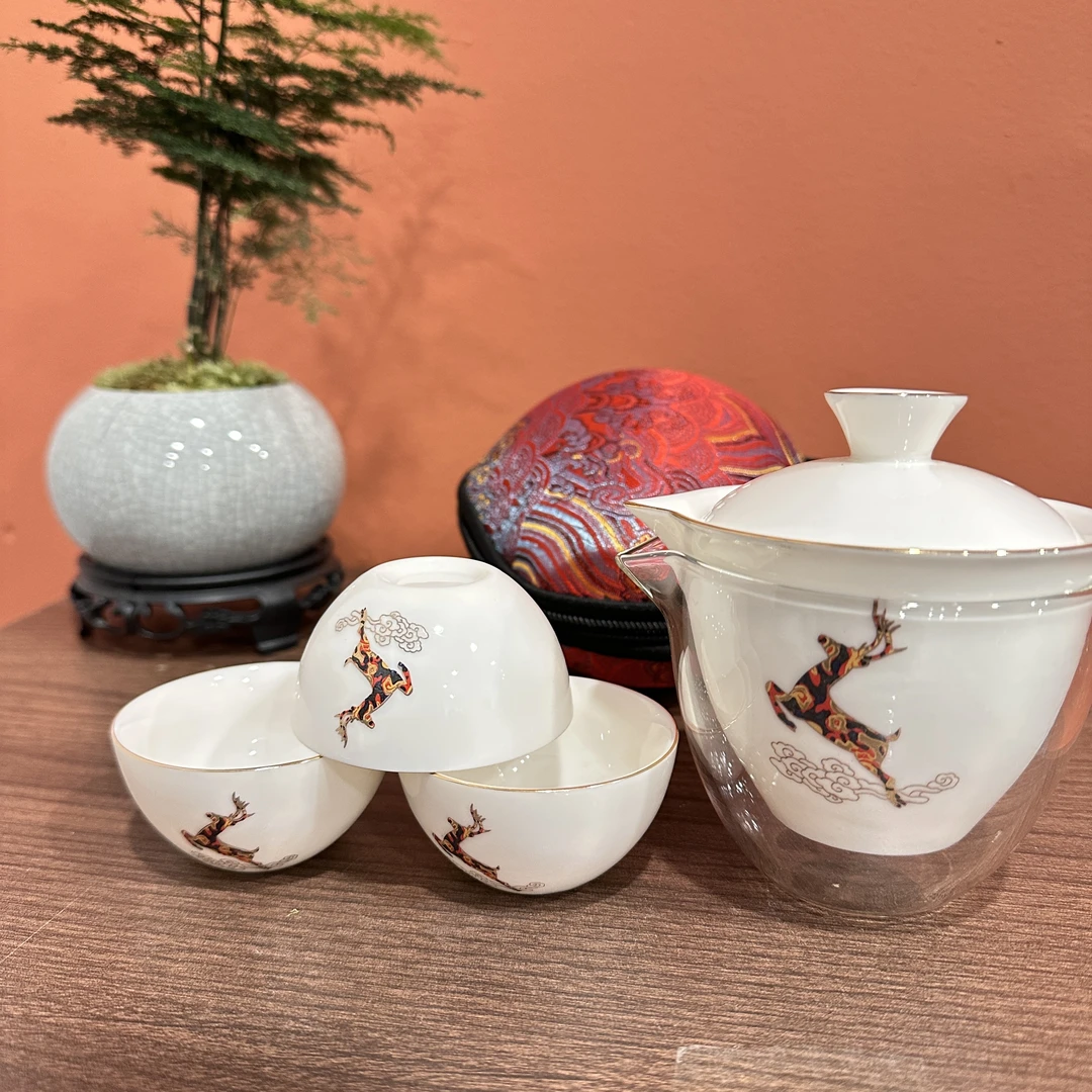 G1974-一壶三杯小鹿旅行茶具