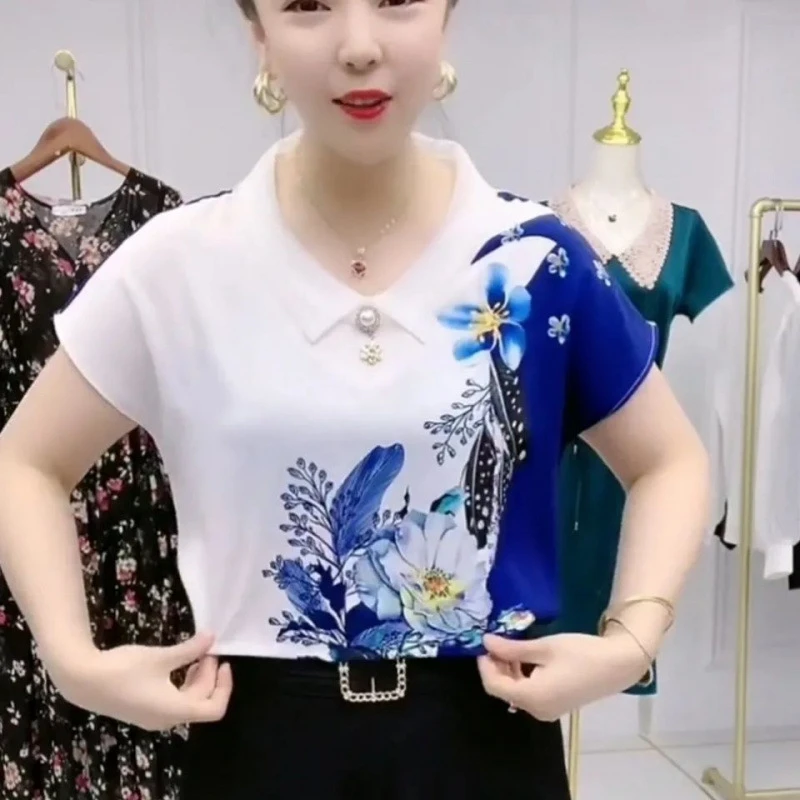 短袖衬衫女2025夏季新款设计感小众印花衬衣宽松百