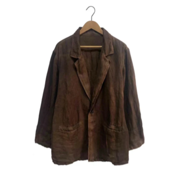 左岸迷香 Z24SS8021 原创设计休闲复古百搭亚麻长外套