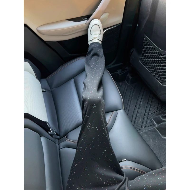 黑色彩点美式弯刀卫裤男款秋季小众设计感裤子宽松阔腿运动休闲裤