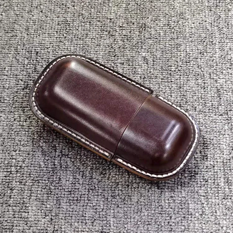 Behfxy帛雲 新款复古植鞣头层牛皮眼睛盒便携防压太阳镜收纳盒