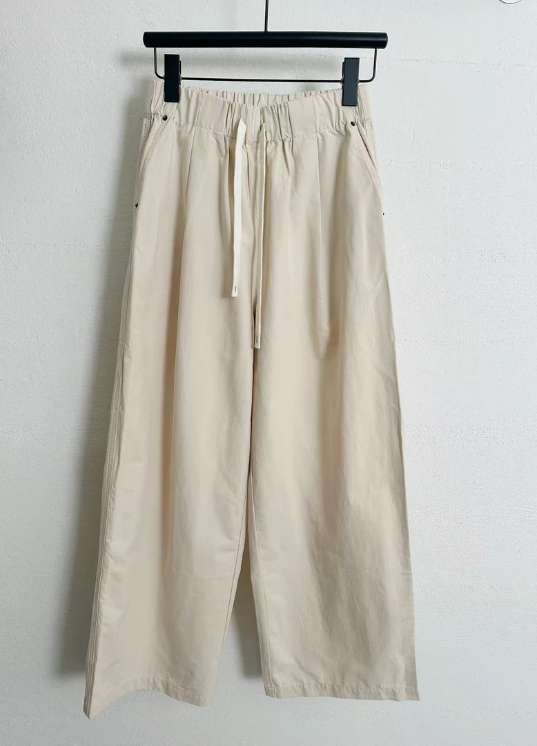 片美式复古宽松直筒休闲裤简约百搭工装裤卡其色纯色