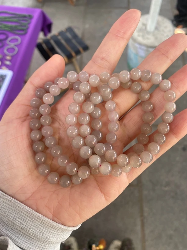 和田玉青海料藕粉卡7.8尺寸手串。多样性拍一发一