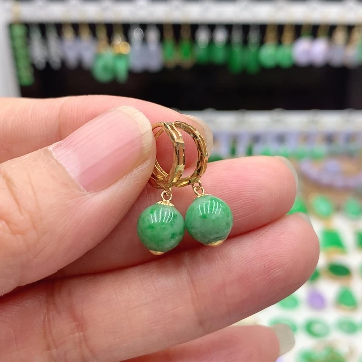 翡翠18K金镶嵌耳饰