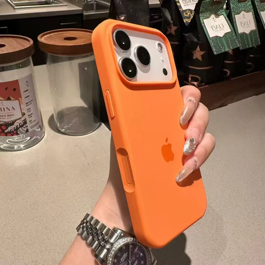爱马橙适用于苹果17ProMax液态硅胶手机壳15简约14纯色13亲肤16套