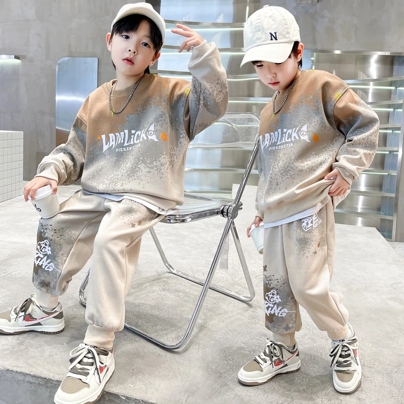 男童卫衣套装秋冬款2025新款时尚休闲大童男孩运动服冬季加绒加厚