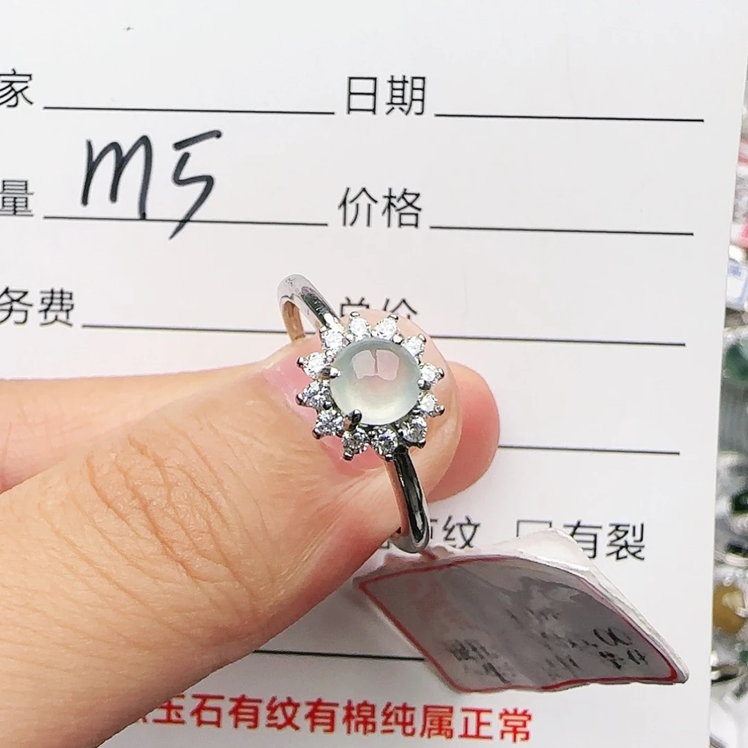银S925镶嵌戒指翡翠w