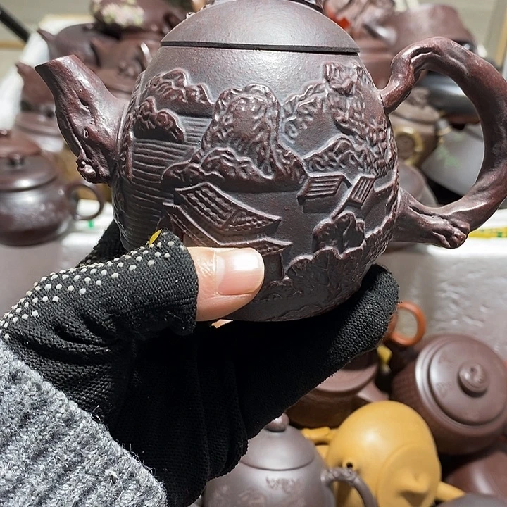 紫砂茶壶口磕微瑕