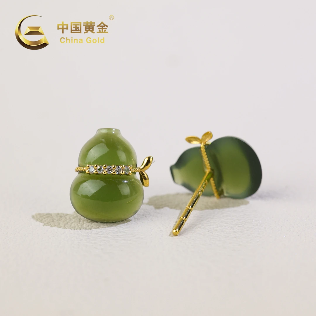 【中国黄金】玉赫 | 和田玉*耳饰*18k金镶嵌-R1931-Y