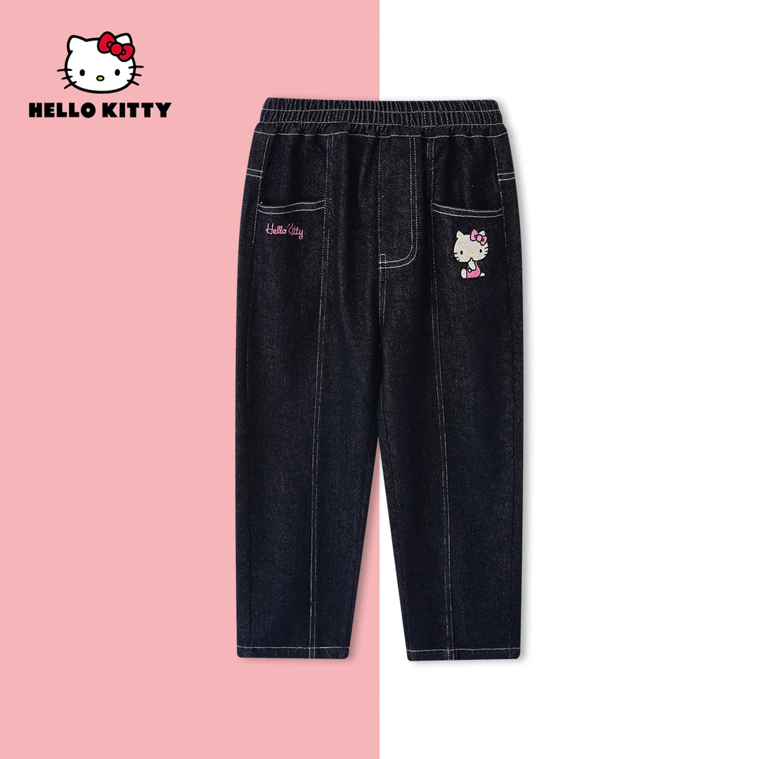 AD HelloKitty春季新款女童装休闲牛仔裤中大童老爹裤AC5124JM041