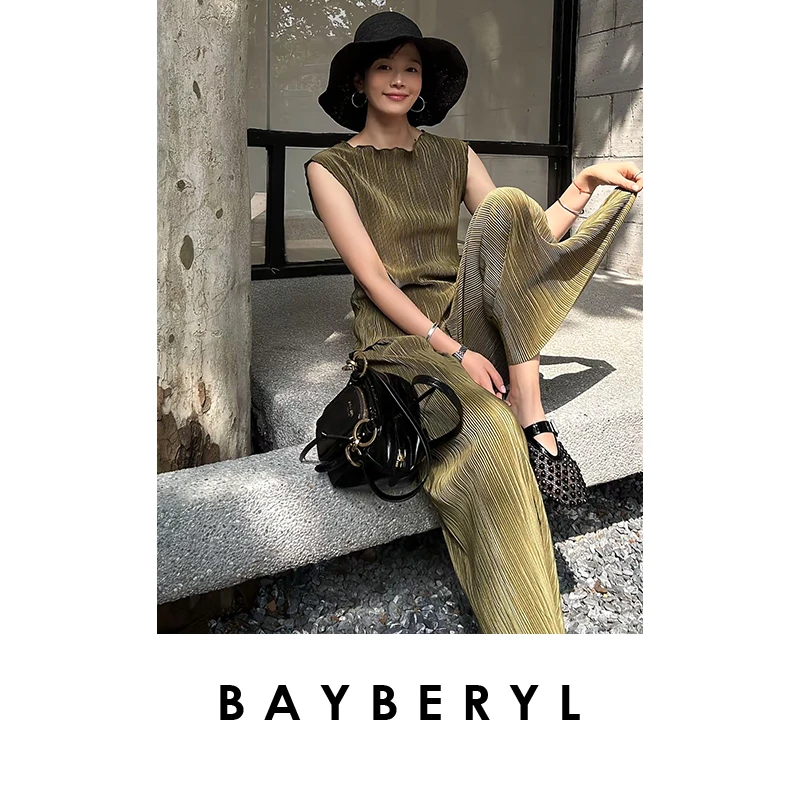 BAYBERYL老贝风琴套*背心褶皱圆领瘦无袖上衣NCY5D0202-4/26