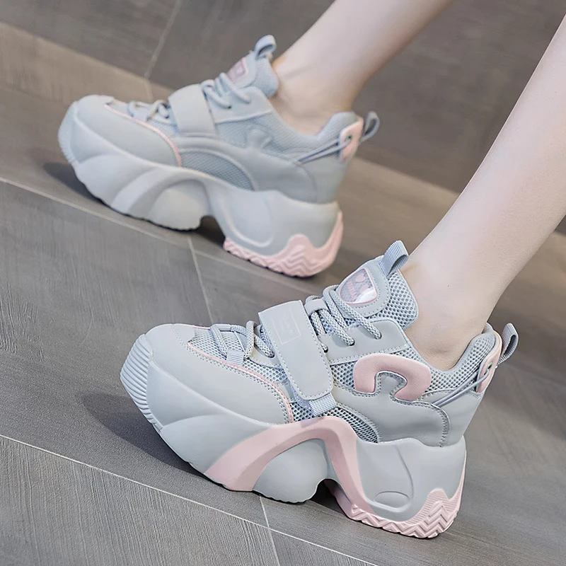 纪诗哲女鞋厚底内增高休闲老爹鞋女秋季新款时尚百搭轻便运动鞋