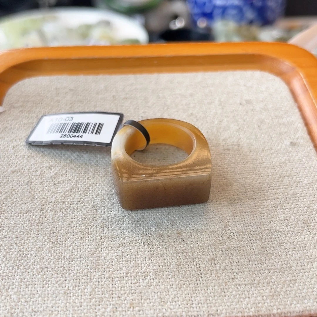 和田玉未镶嵌戒指c36 牛轧糖马鞍16.6