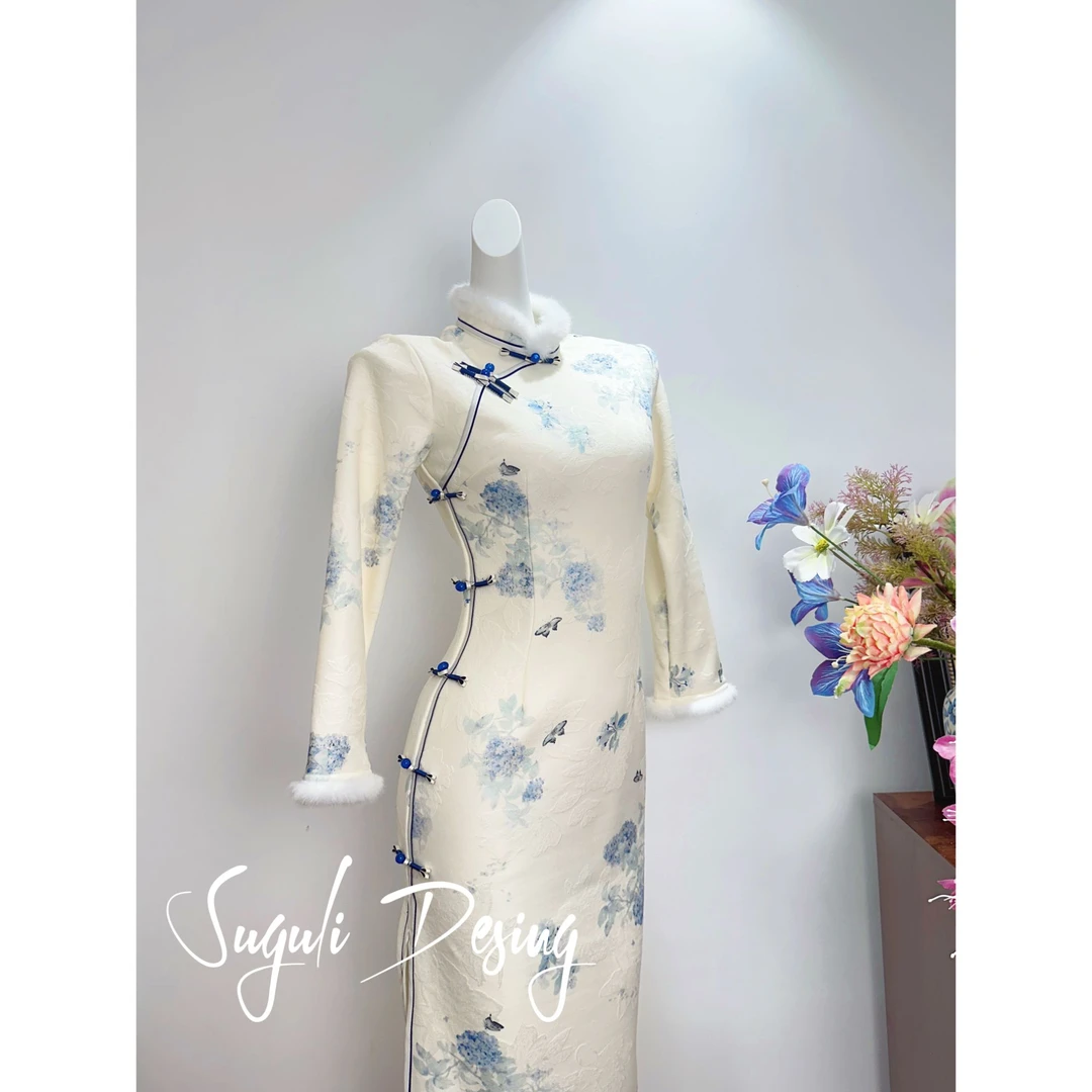 苏故里【晚棠】文艺气质修身高端日常旗袍奢华气质单层衣长120