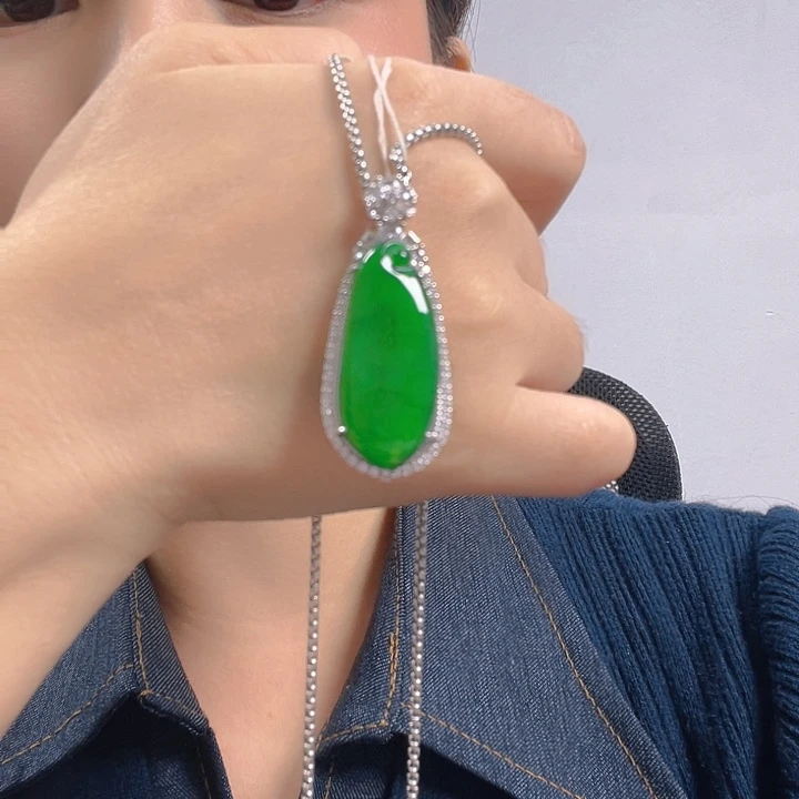 翡翠银S925镶嵌吊坠(不含链)
