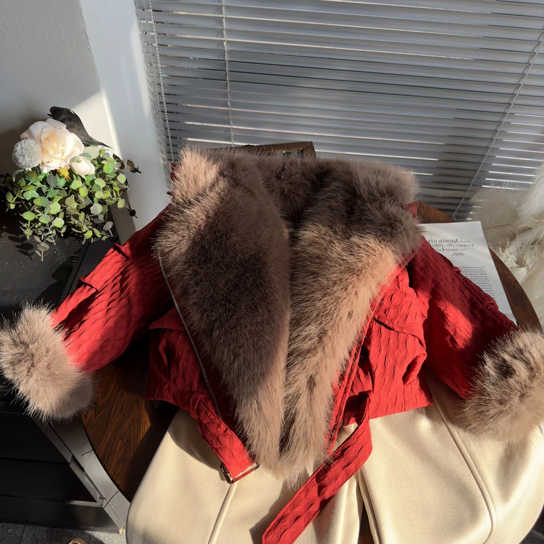 女童冬季毛毛外套加绒加厚2025冬季新款洋气时尚提花夹克25461