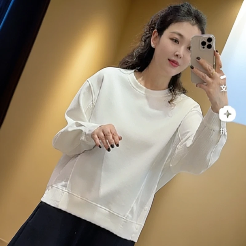 水淼2025春季新款0044-时尚休闲 百搭拼接卫衣