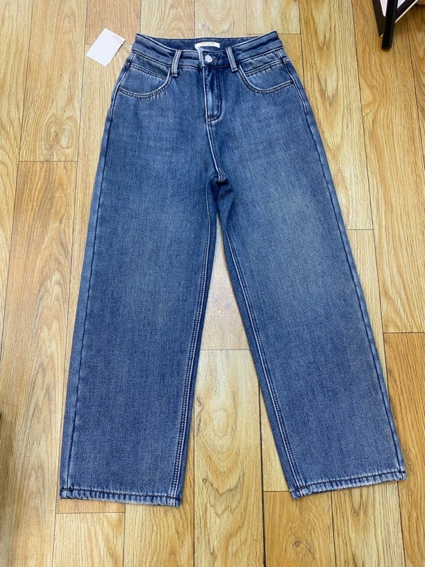 开年服丽一条过冬高腰窄版直筒裤显高显瘦百搭女牛8662