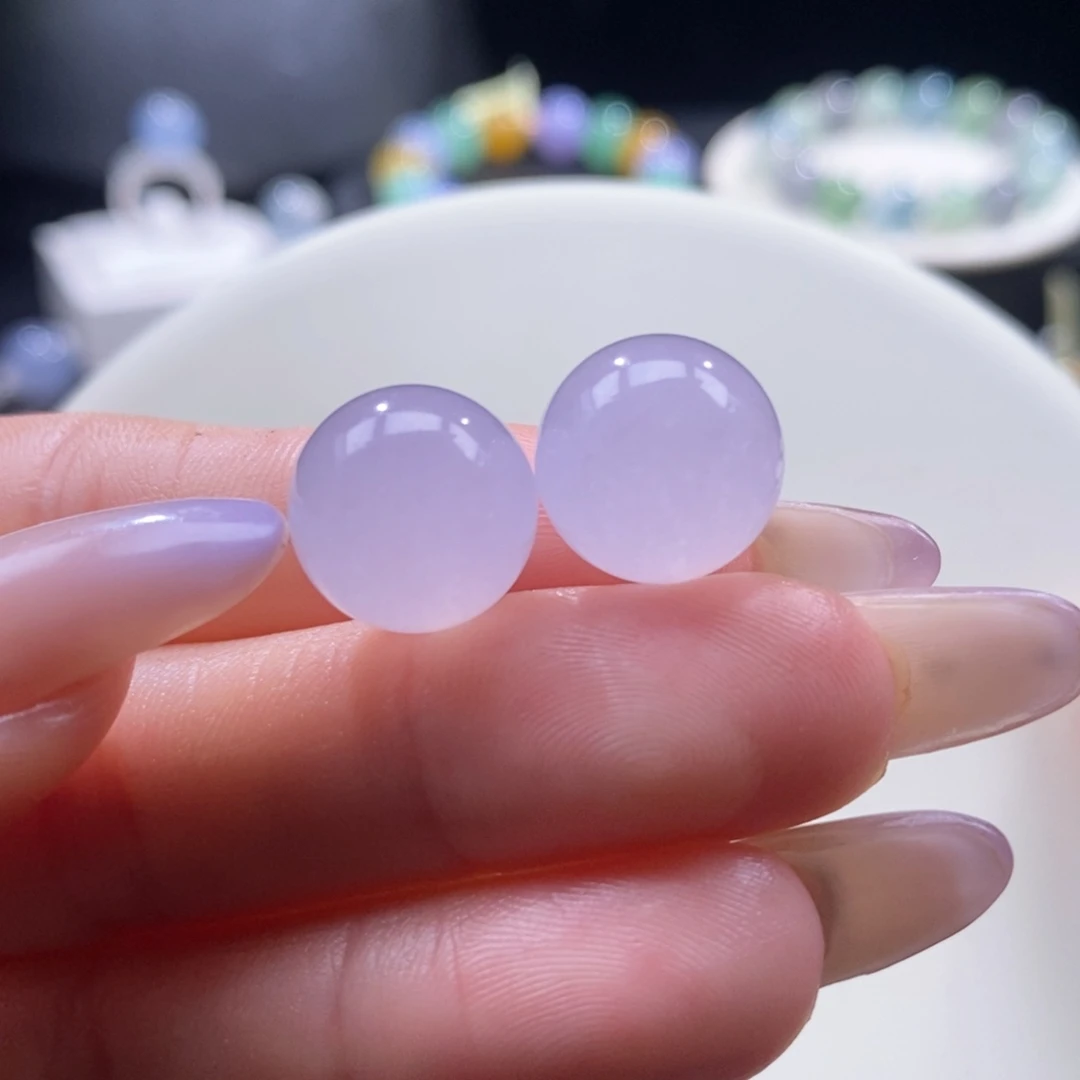 翡翠未镶嵌颈饰翡翠樱花粉紫珠多样性发其一