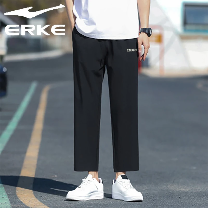 鸿星尔克男裤2025夏季新款针织运动裤冰丝速干百搭直筒休闲长裤男