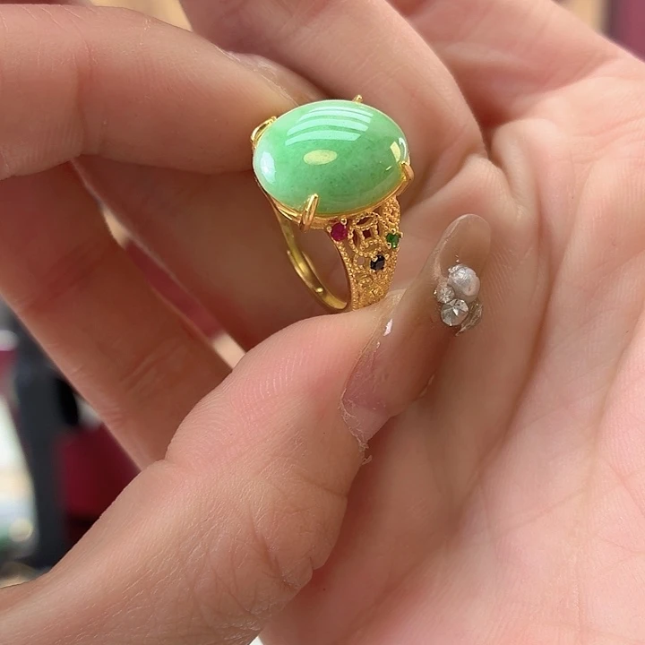 翡翠银S925镶嵌戒指翡翠