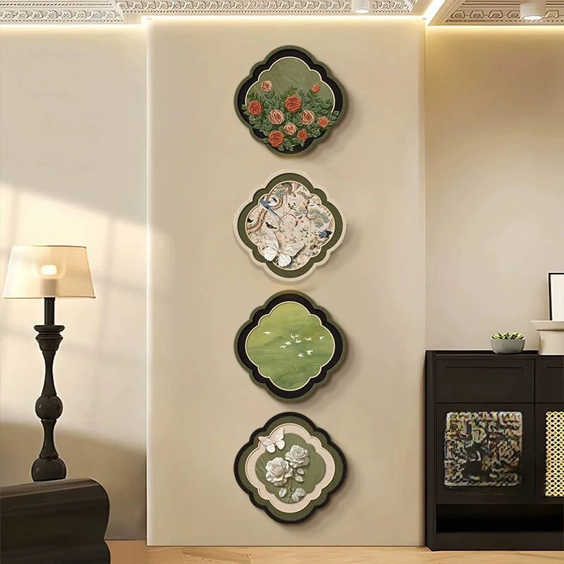 中古风入户玄关装饰画法式客厅电视背景墙壁灯画复古走廊四联355