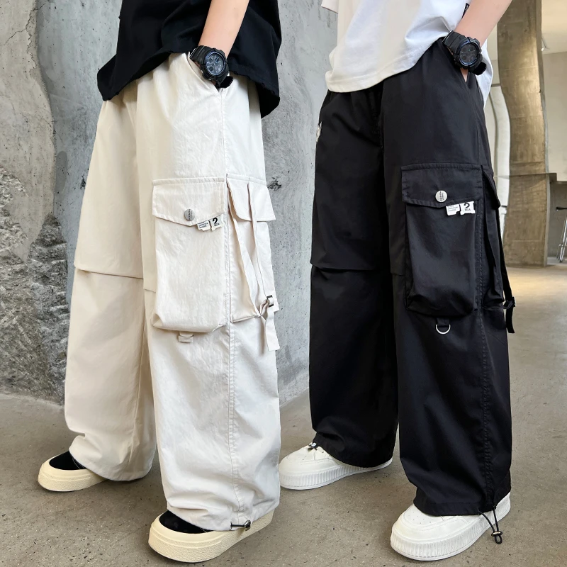 男童工装裤夏季薄款宽松2025中大童休闲韩版长裤儿童直筒洋气潮流