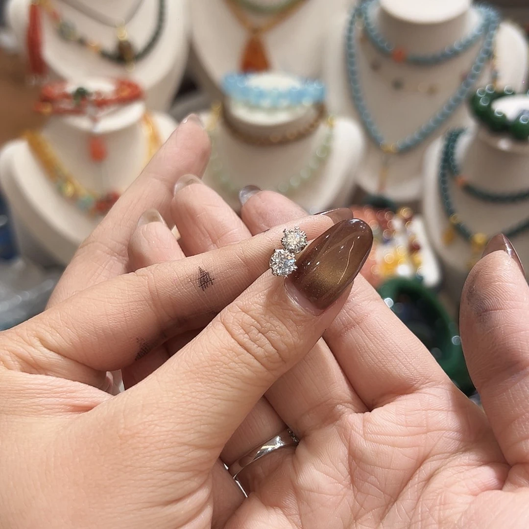 银S925镀金镶嵌耳钉玛瑙/玉髓