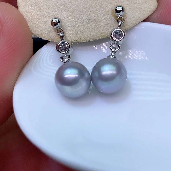 银S925镶嵌耳饰淡水珍珠