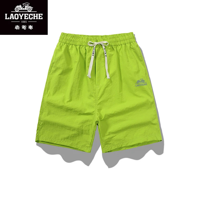 老爷车新款休闲裤男纯色双层透气运动短裤男宽松加内里休闲五分裤