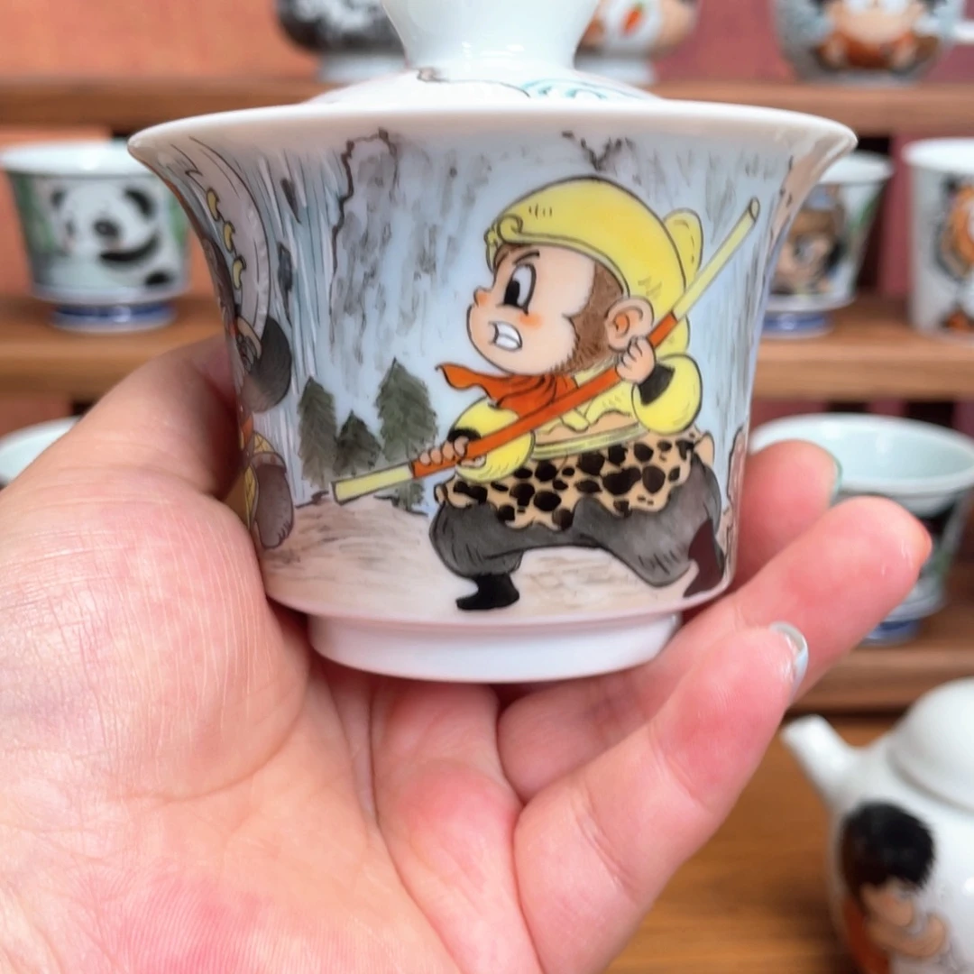 橙**式宫九陶瓷手绘盖碗