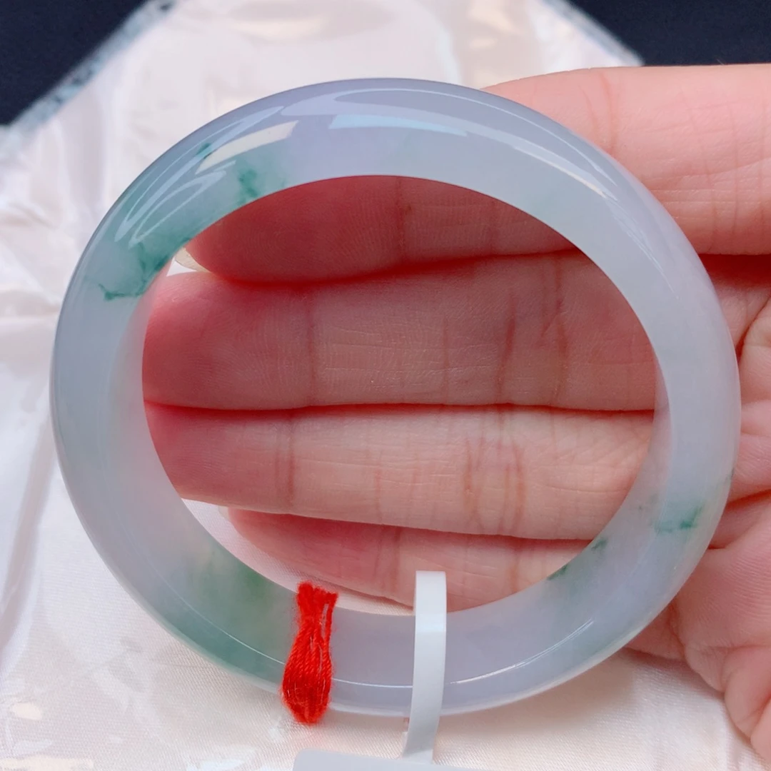 翡翠未镶嵌手镯52.5圈 细糯冰起光起胶莫奈花园种老推荐