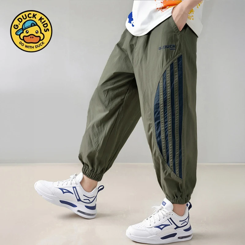小黄鸭AA021儿童开学季早秋款薄款2025新款纯棉水洗抗皱休闲裤子