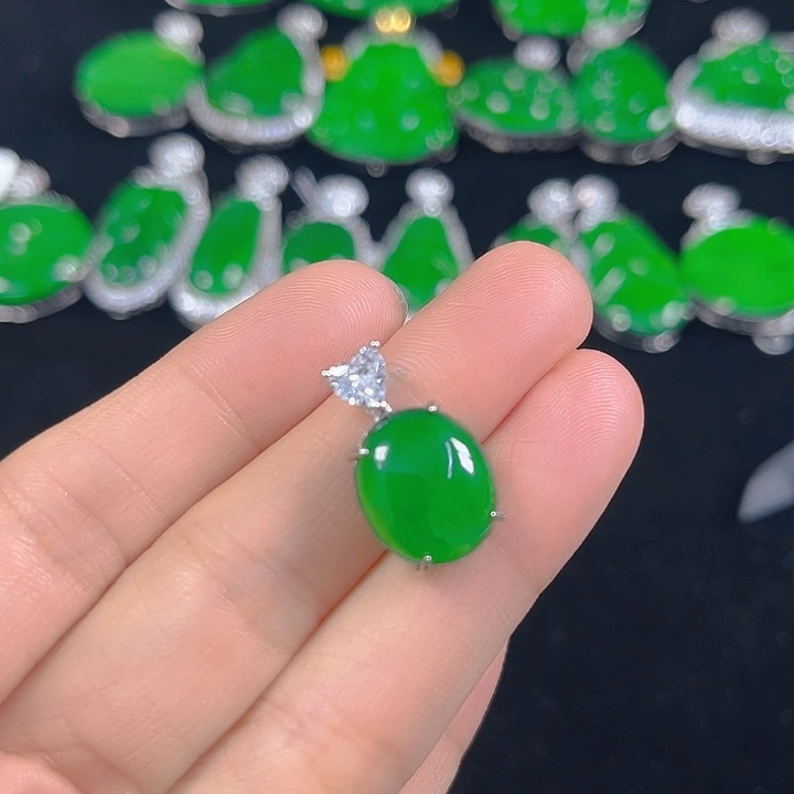 翡翠银S925镶嵌吊坠(不含链)