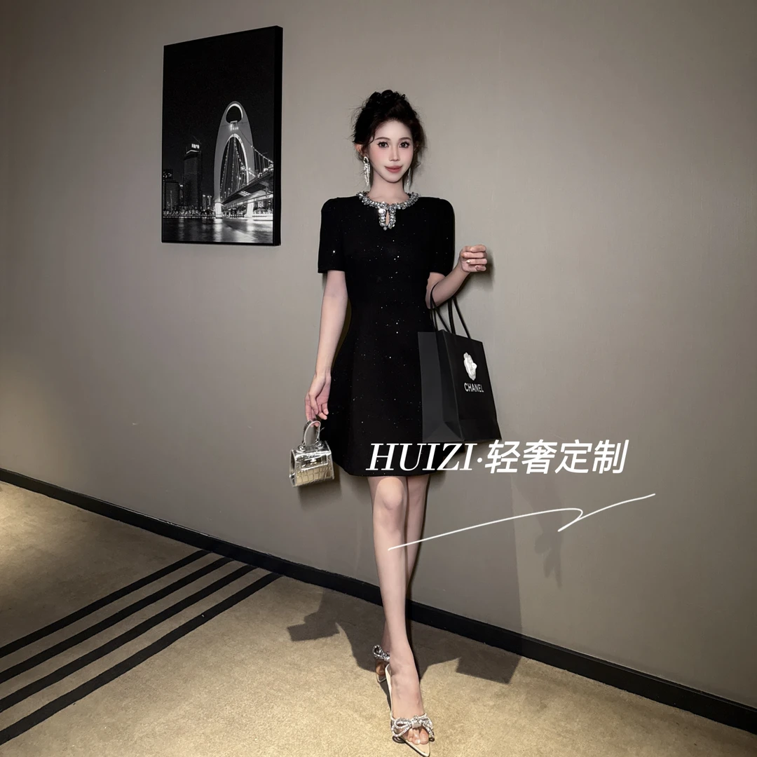 【惠子定制】法式简约性感名媛轻奢收腰显瘦连衣裙9002