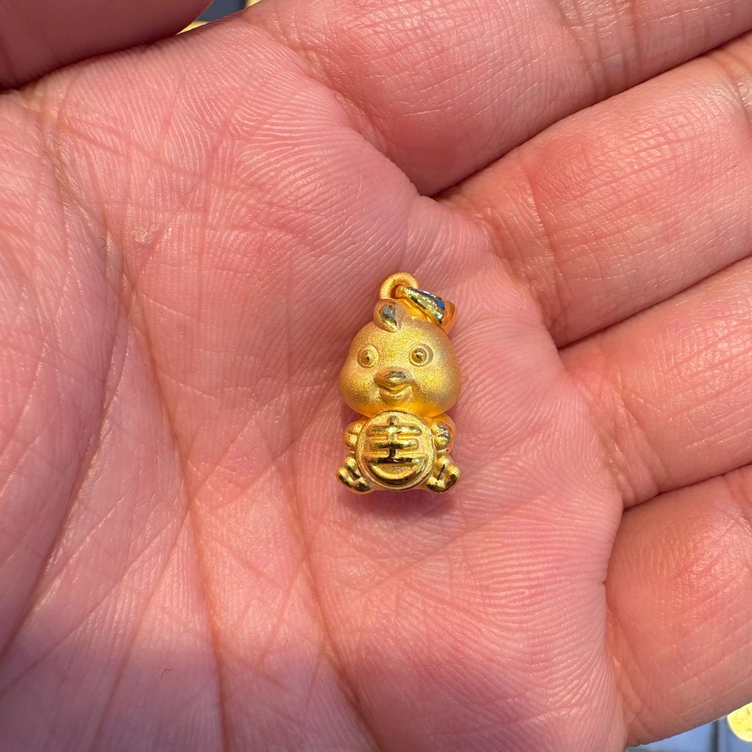 足金999生肖鸡可爱小吊坠