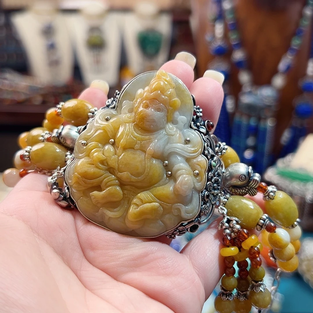 翡翠银S925镶嵌手链国风