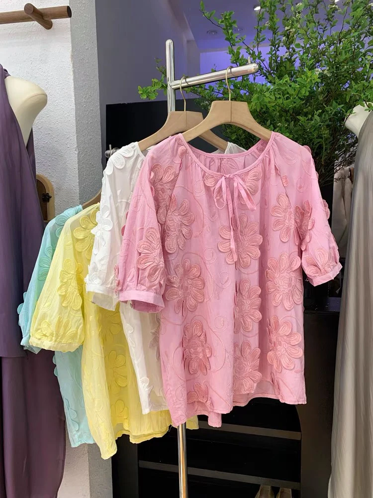 【三顺服饰】｛大太阳花｝立体衬衣气质蕾丝