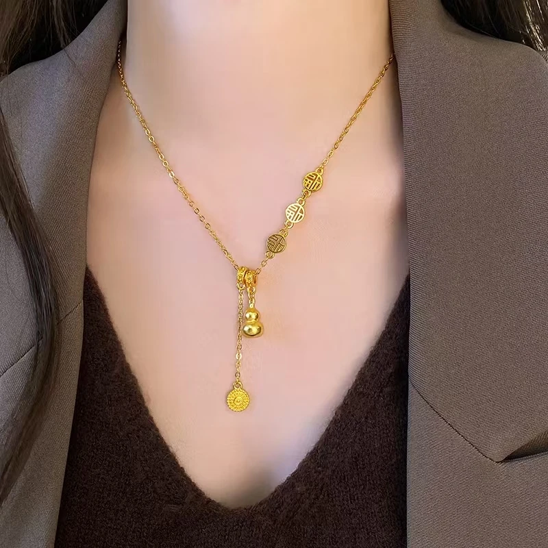 铜合金吊坠 金葫芦吊坠轻奢小众福字