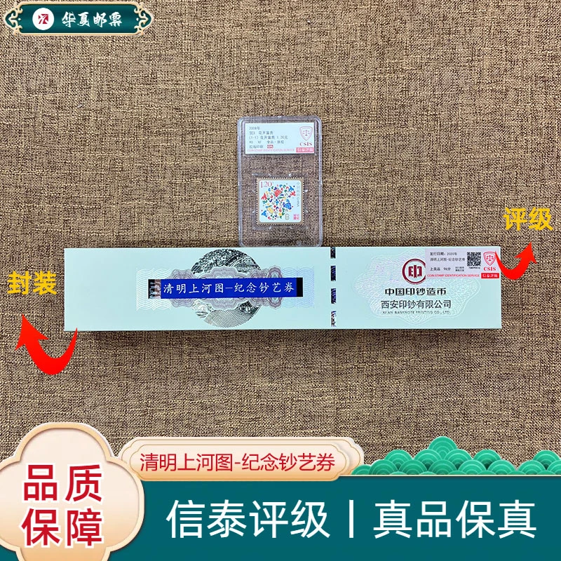 9-5 虹桥段 清明上河图纪念券+ 贺3花开富贵邮票 信泰评级 上美品