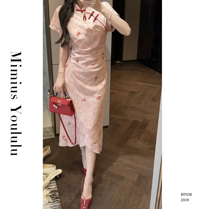 【mimius】婷婷锦鲤旗袍～新中式国风捏褶绑带收腰撞色连衣裙 G04060