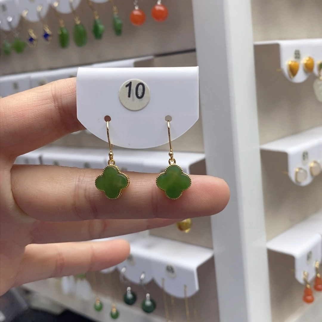 银S925镶嵌和田玉耳饰