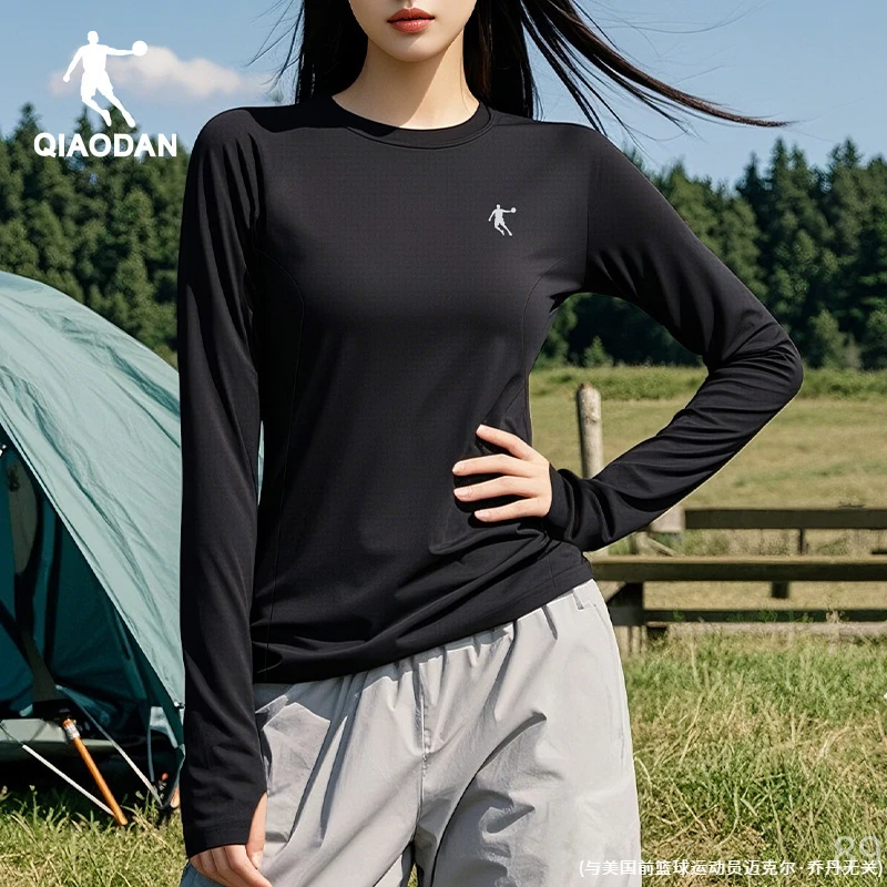 乔丹长袖速干衣运动服女士2025冬季新款跑步健身瑜伽服女防晒骑行