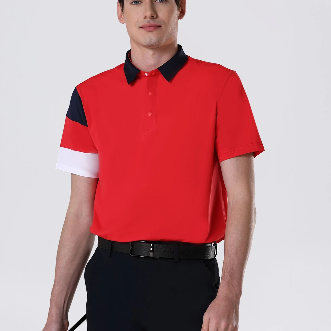 奥蓝克新款高尔夫Polo衫夏季短袖polo男士男装运动t恤上衣撞色01