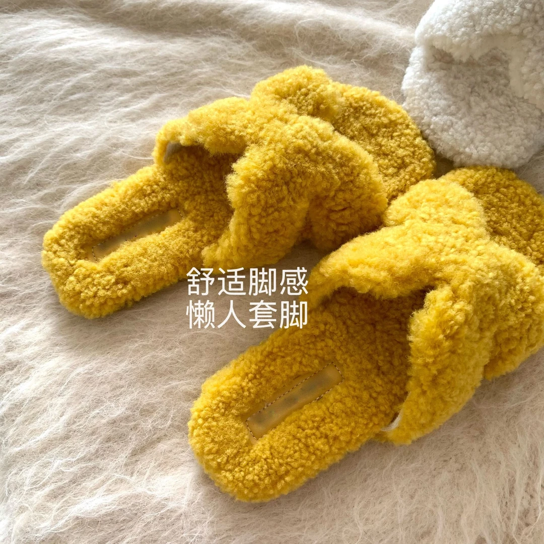 秋冬季新款平底毛拖鞋女外穿2025年时尚H拖鞋百搭一体毛毛拖鞋潮