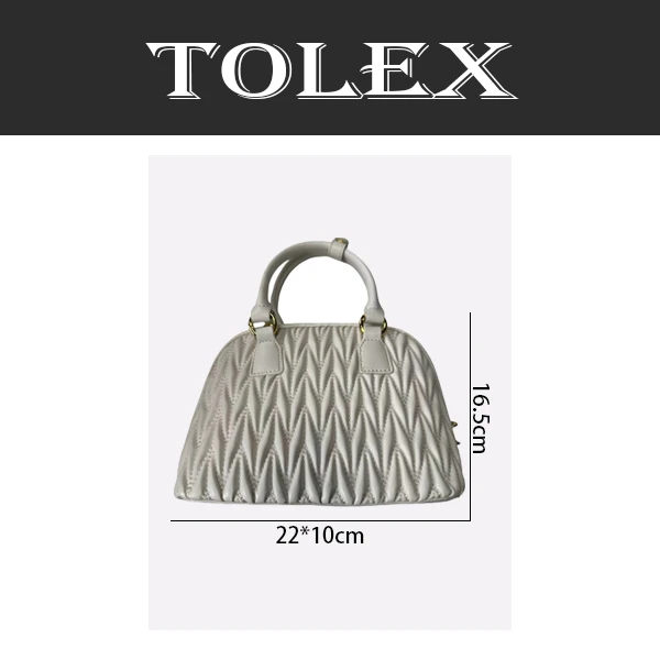 TOLEX2025新款手工时尚百搭女包贝褶皱白色